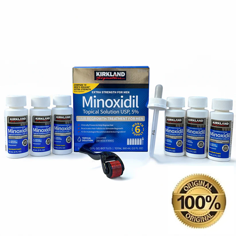 Minoxidil Kirkland - Pack 6 meses + Dermaroller